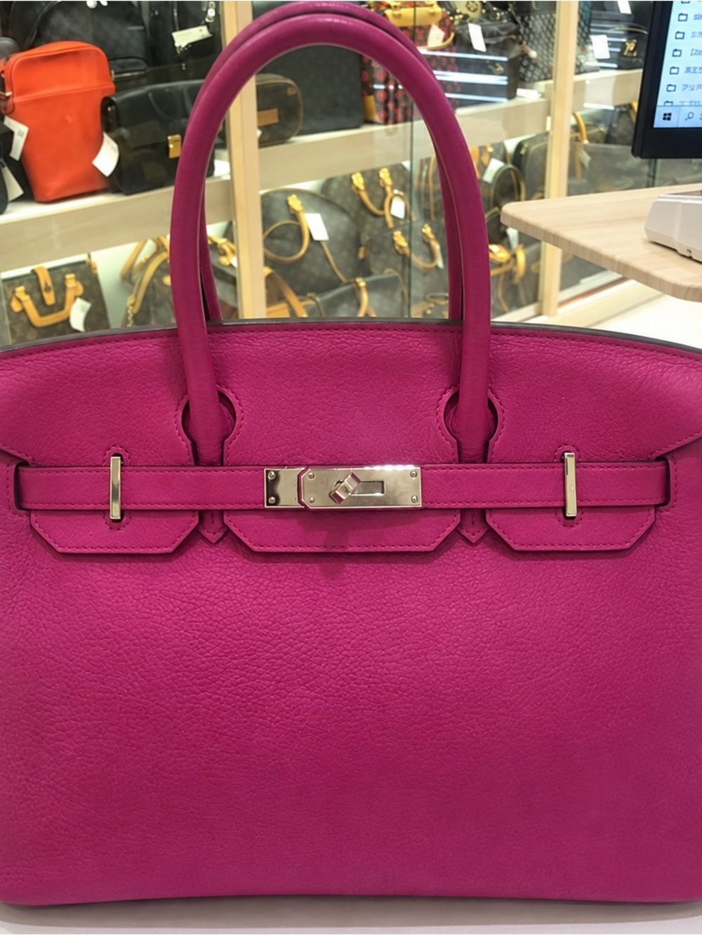 Hermes Birkin 30. Rose pourpre with palladium hardware. C stamp 2018